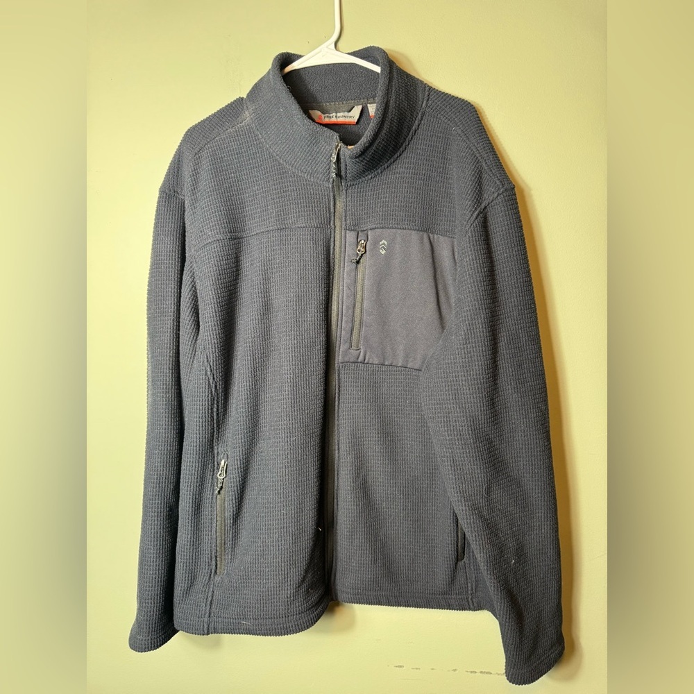 Free Country Men’s Full Zipper Fleece Jacket Black XXL‎ Pockets